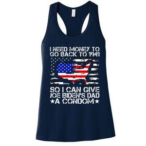 I Need Money To Go Back To 1941 Funny Joe Biden On Back Women's Racerback Tank