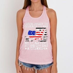 I Need Money To Go Back To 1941 Funny Joe Biden On Back Women's Knotted Racerback Tank