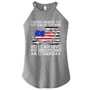 I Need Money To Go Back To 1941 Funny Joe Biden On Back Women's Perfect Tri Rocker Tank