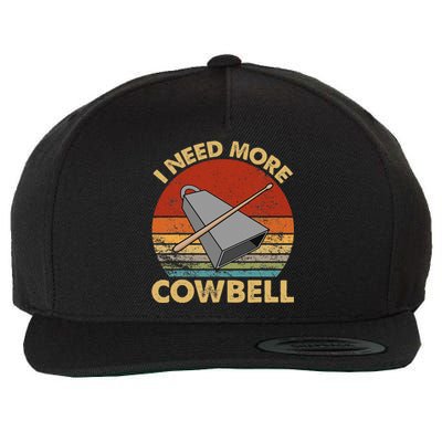 I Need More Cowbell Funny Drummer Lover Humorous Wool Snapback Cap