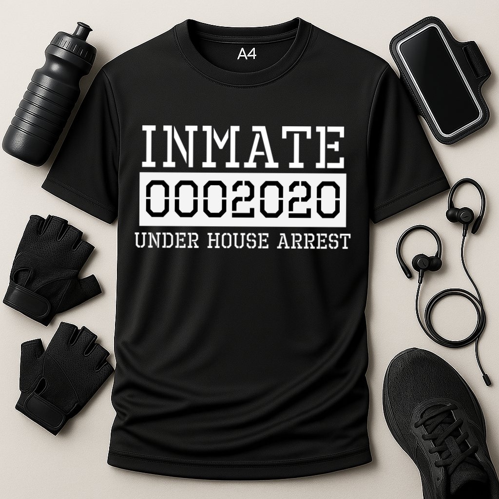 Inmate Under House Arrest Funny Prison Costume Cooling Performance Crew T-Shirt
