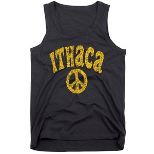 Ithaca NY New York Peace Distressed Amber Print Tank Top