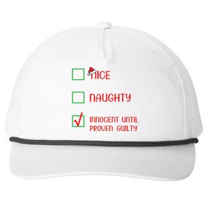 Innocent Naughty Nice Innocent Until Proven Guilty Gift Snapback Five-Panel Rope Hat