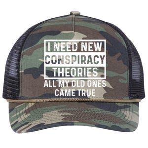 I Need New Conspiracy Theories All My Old Ones Came Unafraid Retro Rope Trucker Hat Cap