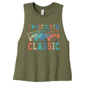 I'm Not Old Im Classic Grandpa Dad Birthday Gifts Rock Music Women's Racerback Cropped Tank