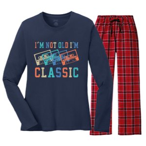 I'm Not Old Im Classic Grandpa Dad Birthday Gifts Rock Music Women's Long Sleeve Flannel Pajama Set 