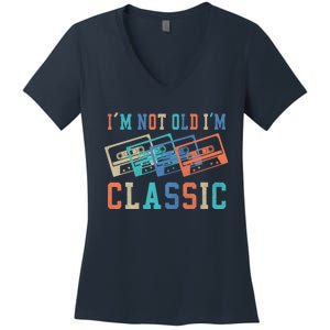 I'm Not Old Im Classic Grandpa Dad Birthday Gifts Rock Music Women's V-Neck T-Shirt