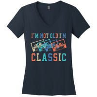 I'm Not Old Im Classic Grandpa Dad Birthday Gifts Rock Music Women's V-Neck T-Shirt