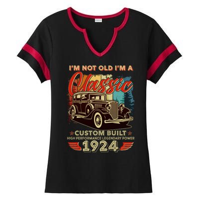 100th Birthday Im Not Old Im A Classic 1924 Custom Built Ladies Halftime Notch Neck Tee