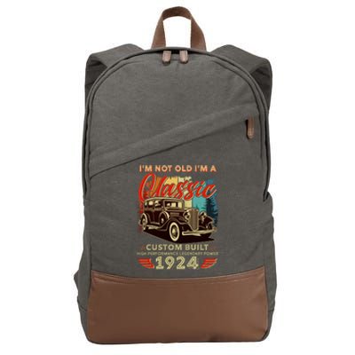 100th Birthday Im Not Old Im A Classic 1924 Custom Built Cotton Canvas Backpack