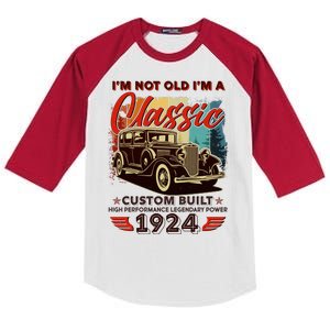 100th Birthday Im Not Old Im A Classic 1924 Custom Built Kids Colorblock Raglan Jersey