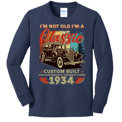 90th Birthday Im Not Old Im A Classic 1934 Custom Built Kids Long Sleeve Shirt