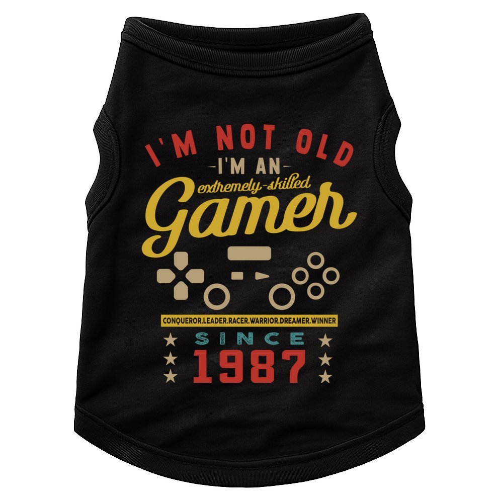 IM Not Old IM A Skilled Gamer 1987 Videogame Gaming Gift Doggie Tank