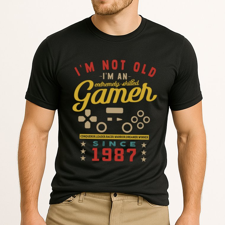 IM Not Old IM A Skilled Gamer 1987 Videogame Gaming Gift Cooling Performance Crew T-Shirt