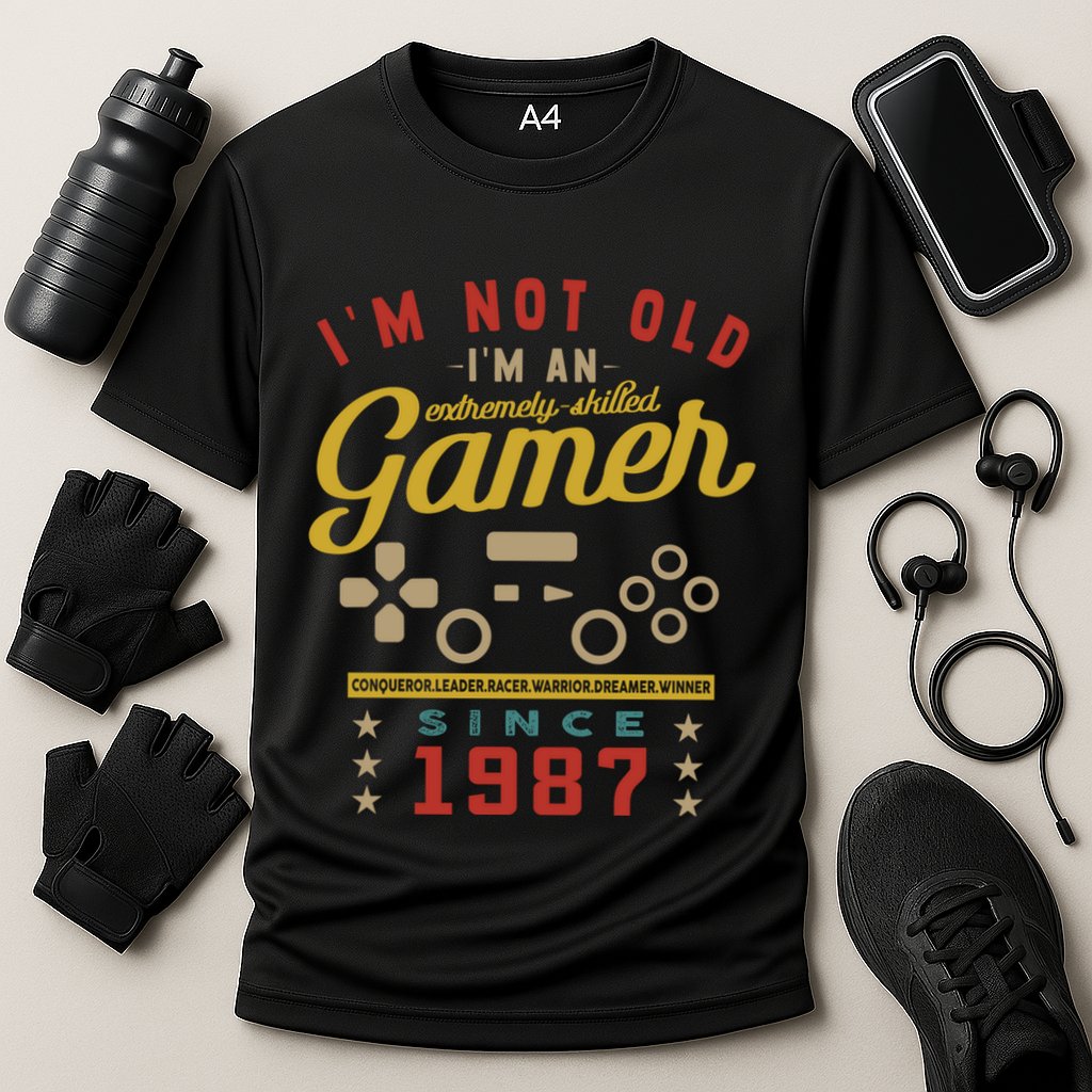 IM Not Old IM A Skilled Gamer 1987 Videogame Gaming Gift Cooling Performance Crew T-Shirt