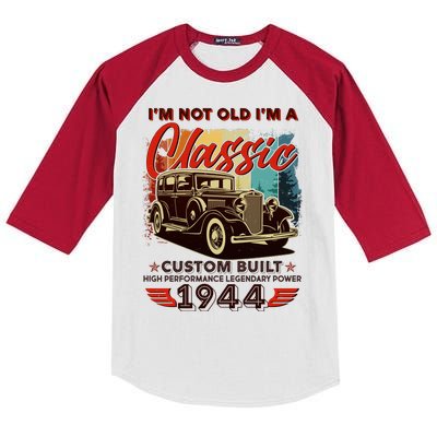 80th Birthday Im Not Old Im A Classic 1944 Custom Built Kids Colorblock Raglan Jersey