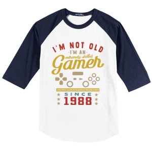 IM Not Old IM A Skilled Gamer 1988 Videogame Gaming Gift Baseball Sleeve Shirt