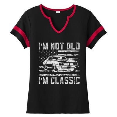 IM Not Old IM Classic Car Vintage Dad FatherS Day Ladies Halftime Notch Neck Tee