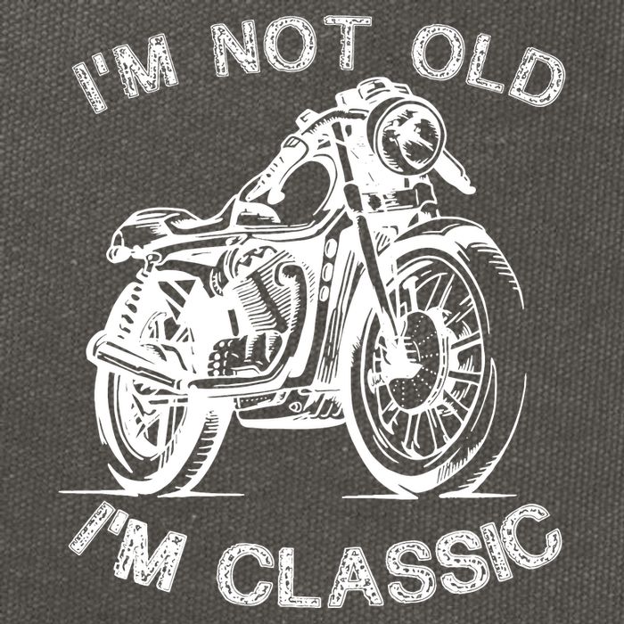 IM Not Old IM Classic Funny Motorcycle Graphic Cotton Canvas Backpack