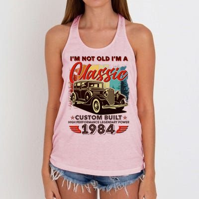 40th Birthday Im Not Old Im A Classic 1984 Custom Built Women's Knotted Racerback Tank