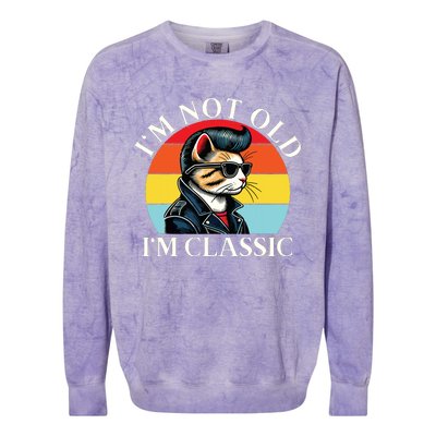 IM Not Old IM Classic Retro Vintage Funny Cat Lover Meme Colorblast Crewneck Sweatshirt