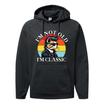 IM Not Old IM Classic Retro Vintage Funny Cat Lover Meme Performance Fleece Hoodie