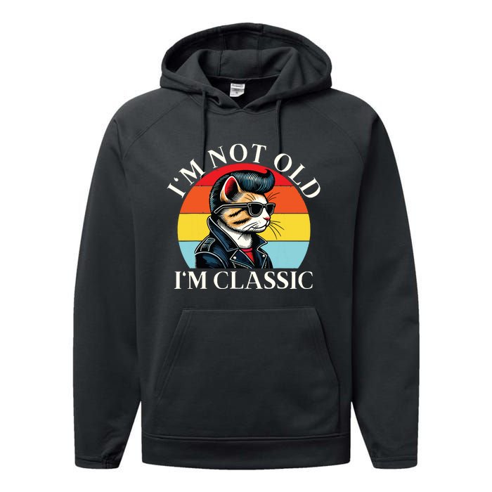 IM Not Old IM Classic Retro Vintage Funny Cat Lover Meme Performance Fleece Hoodie