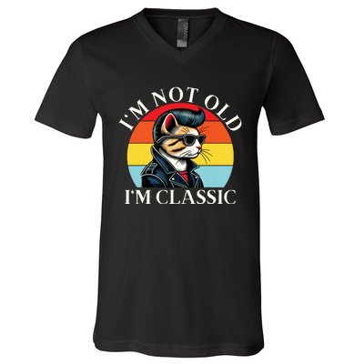 IM Not Old IM Classic Retro Vintage Funny Cat Lover Meme V-Neck T-Shirt