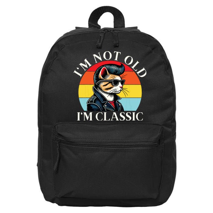 IM Not Old IM Classic Retro Vintage Funny Cat Lover Meme 16 in Basic Backpack