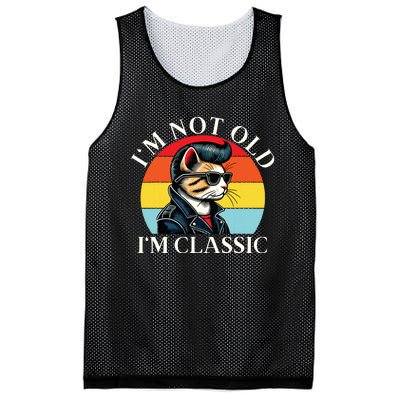 IM Not Old IM Classic Retro Vintage Funny Cat Lover Meme Mesh Reversible Basketball Jersey Tank