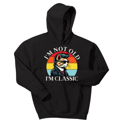 IM Not Old IM Classic Retro Vintage Funny Cat Lover Meme Kids Hoodie