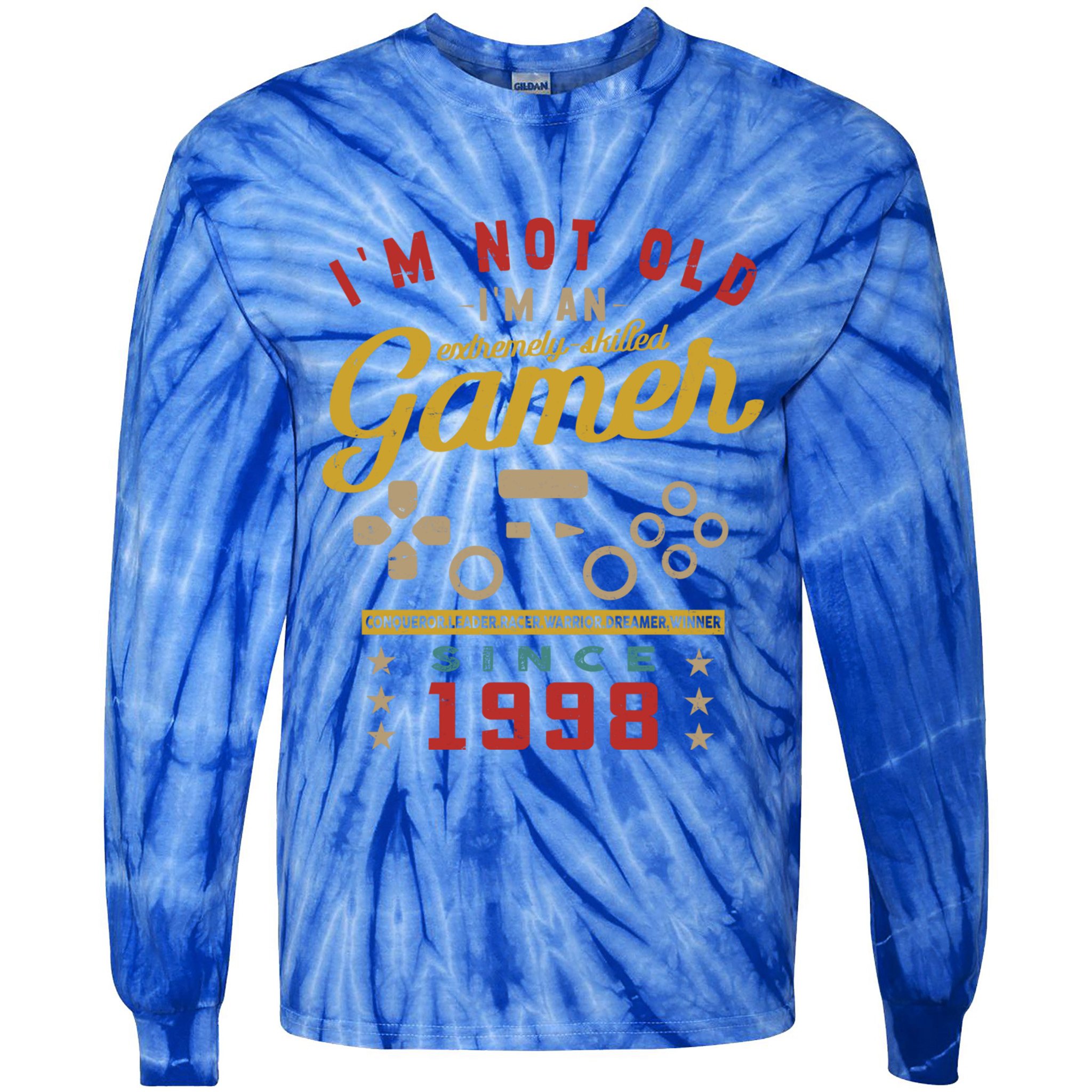 IM Not Old IM A Skilled Gamer 1998 Videogame Gaming Gift Tie-Dye Long Sleeve Shirt