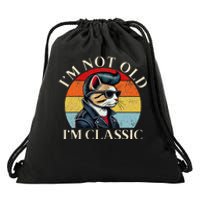 IM Not Old IM Classic Retro Funny Cat Lover Drawstring Bag