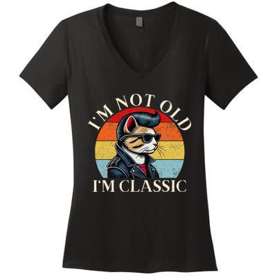 IM Not Old IM Classic Retro Funny Cat Lover Women's V-Neck T-Shirt