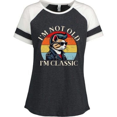 IM Not Old IM Classic Retro Funny Cat Lover Enza Ladies Jersey Colorblock Tee