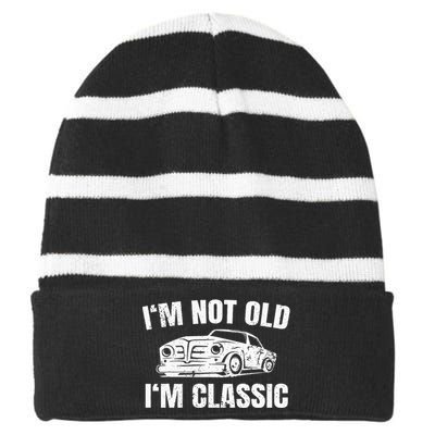 IM Not Old IM Classic Striped Beanie with Solid Band