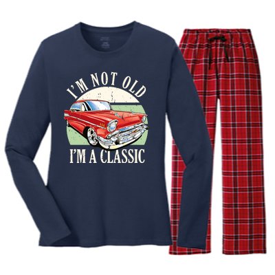 I'm Not Old I'm A Classic Car Vintage Retro Women's Long Sleeve Flannel Pajama Set 