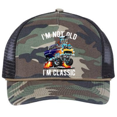 Im Not Old Im Classic Funny Hotrod Classic Car Cartoon Retro Rope Trucker Hat Cap