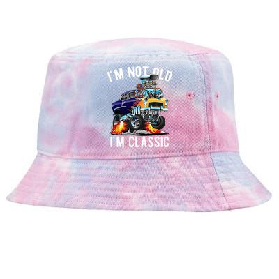 Im Not Old Im Classic Funny Hotrod Classic Car Cartoon Tie-Dyed Bucket Hat