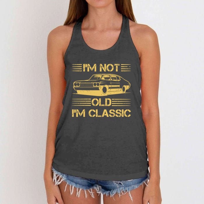 Im Not Old Im Classic Funny Car Graphic Women's Knotted Racerback Tank