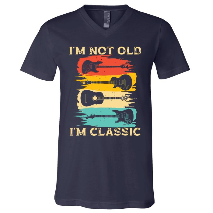 Im Not Old Im Classic Retro Vintage Pickup Guitar V-Neck T-Shirt