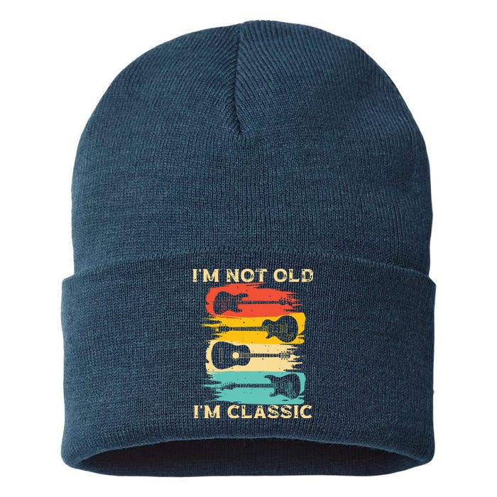 Im Not Old Im Classic Retro Vintage Pickup Guitar Sustainable Knit Beanie