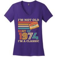 Im Not Old Best Of 1974 Im A Classic 50th Birthday Women's V-Neck T-Shirt