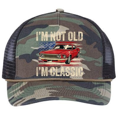 Im Not Old Im Classic Car Vintage Dad Fathers Day Retro Rope Trucker Hat Cap