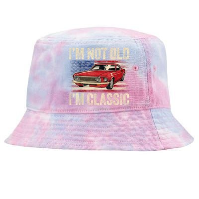 Im Not Old Im Classic Car Vintage Dad Fathers Day Tie-Dyed Bucket Hat