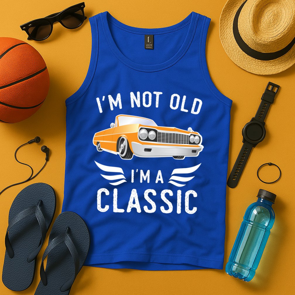 I'm Not Old I'm A Classic Retro Car Grandma Grandpa Birthday Gift Tank Top