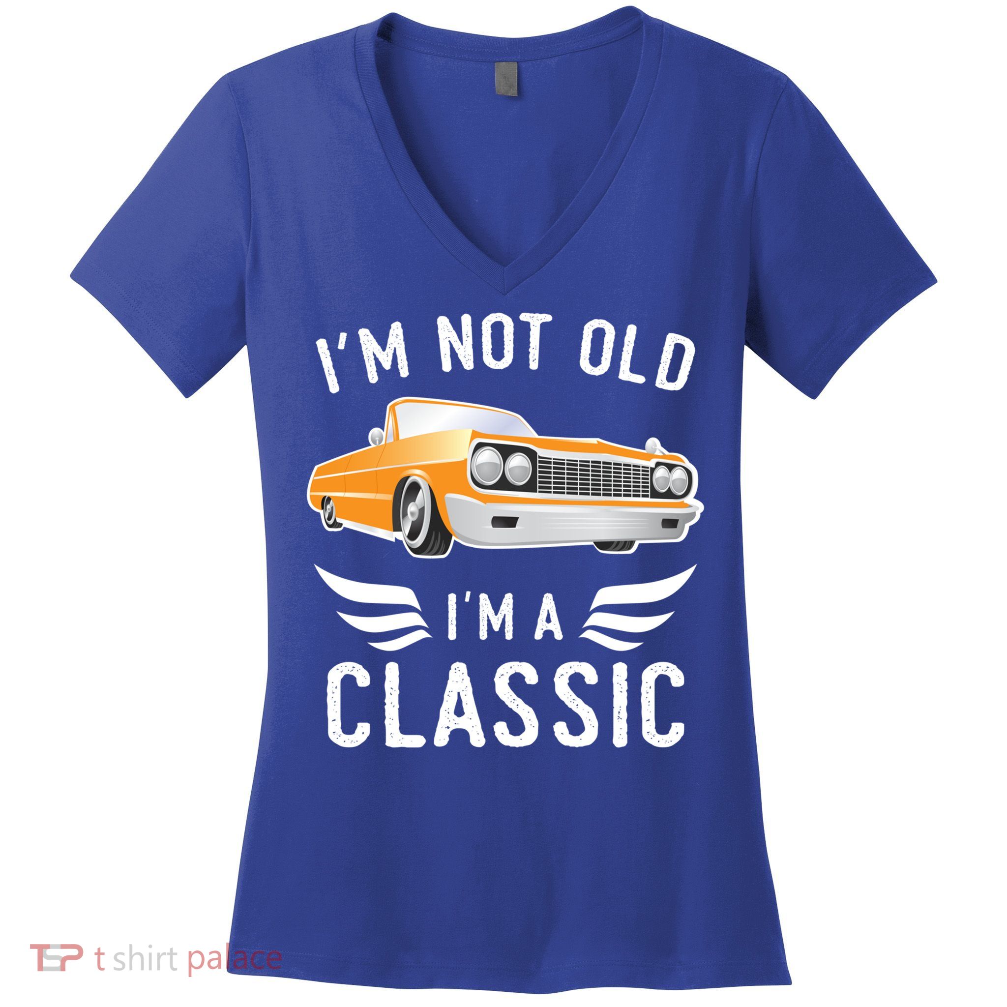 I'm Not Old I'm A Classic Retro Car Grandma Grandpa Birthday Gift Women's V-Neck T-Shirt