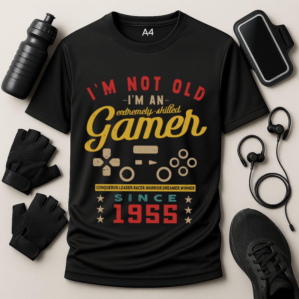 IM Not Old IM A Skilled Gamer 1955 Videogame Gaming Gift Cooling Performance Crew T-Shirt