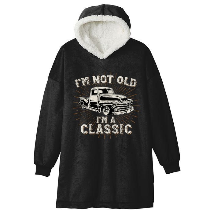 IM Not Old IM Classic Retro Truck Distressed Design Hooded Wearable Blanket