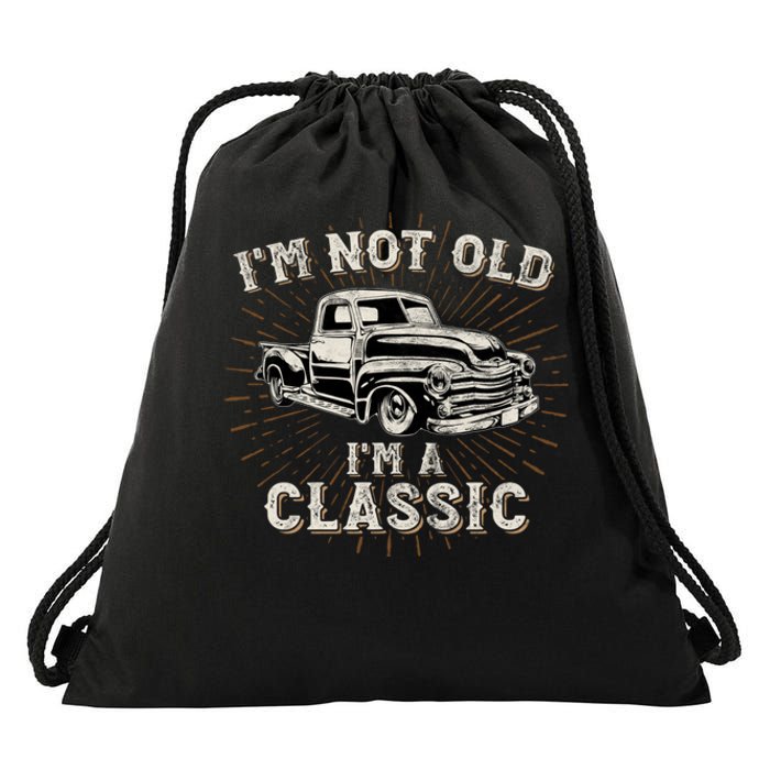 IM Not Old IM Classic Retro Truck Distressed Design Drawstring Bag